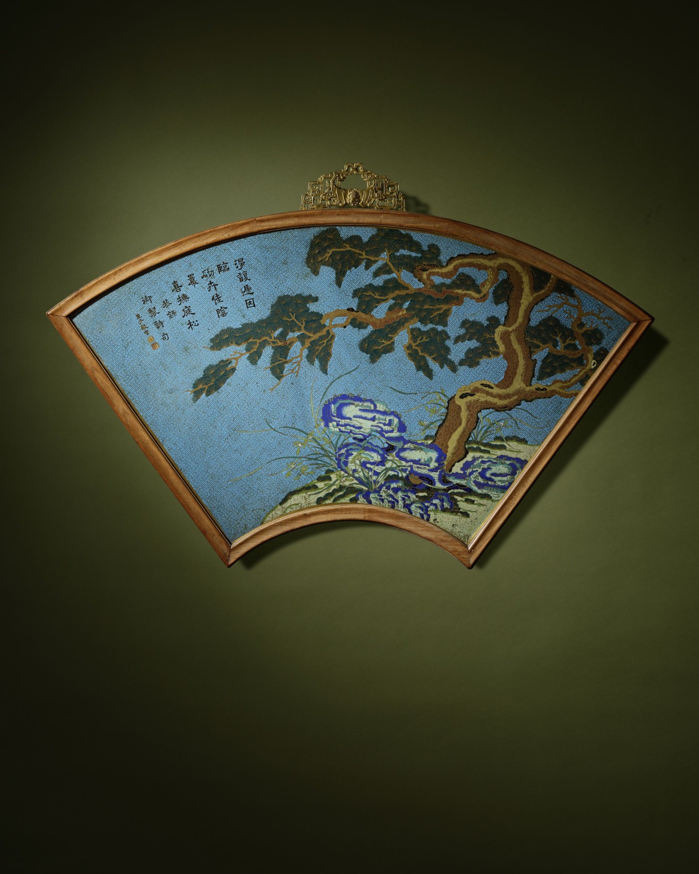 Qianlong Imperial Cloisonné Fan-Shaped Panel