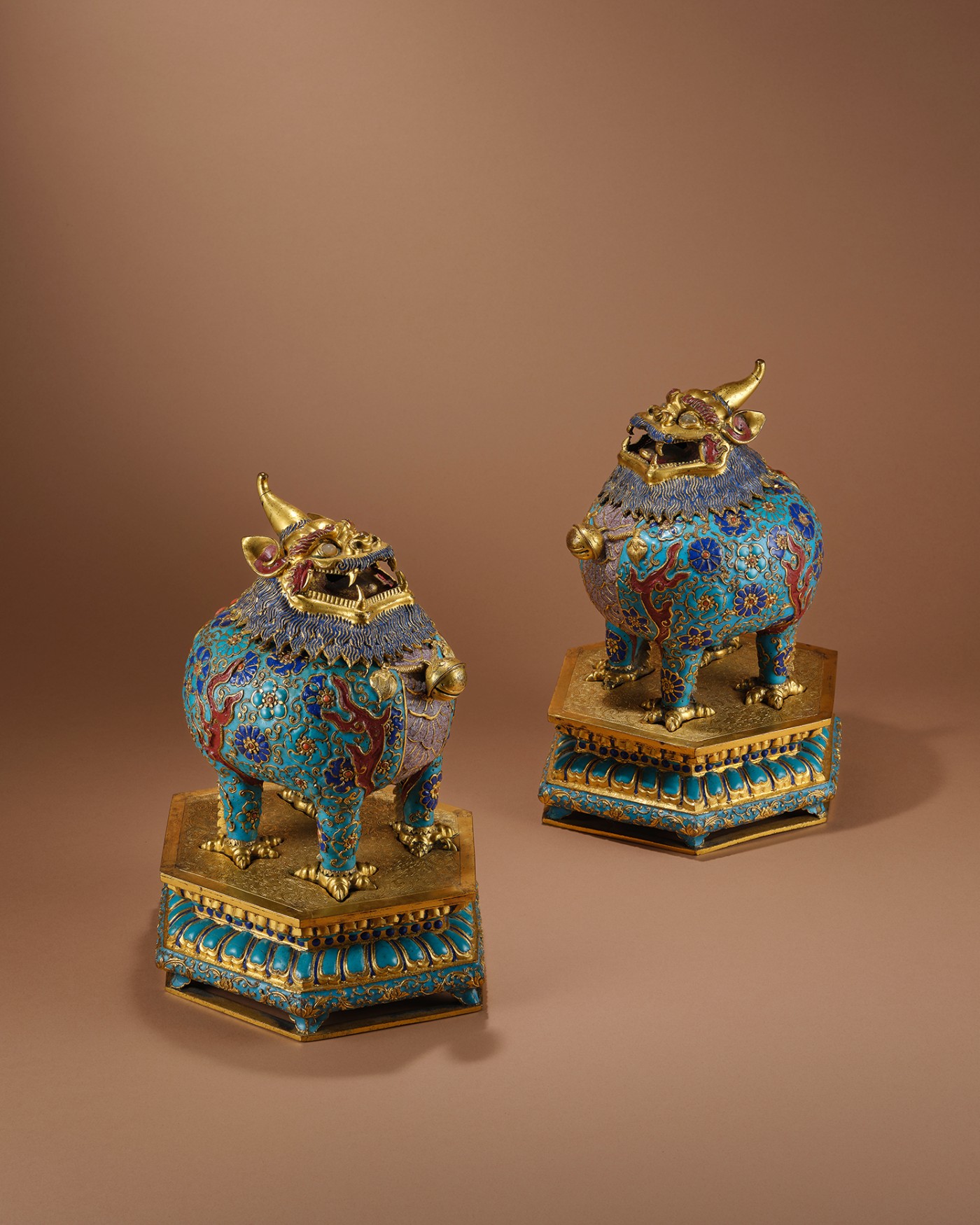 Qianlong Champlevé Enamel 'Luduan' Censers